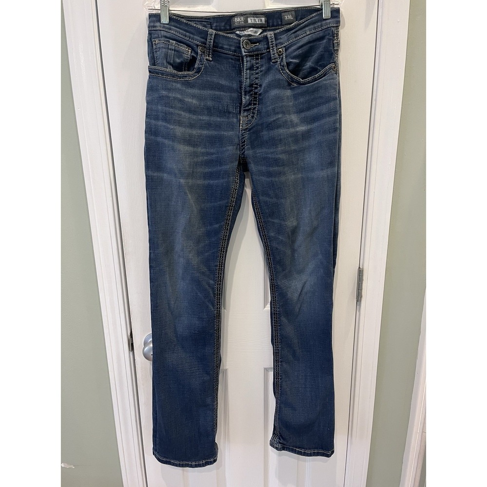 BKE Buckle Tyler Straight Leg Stretch Jeans Men's 33L Blue Denim Pants